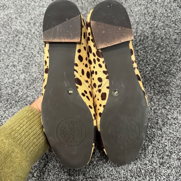 Tory Burch Hana Leopard-print Calf Hair Leather Cheetah Flats Loafers Size 8 - Picture 10 of 11